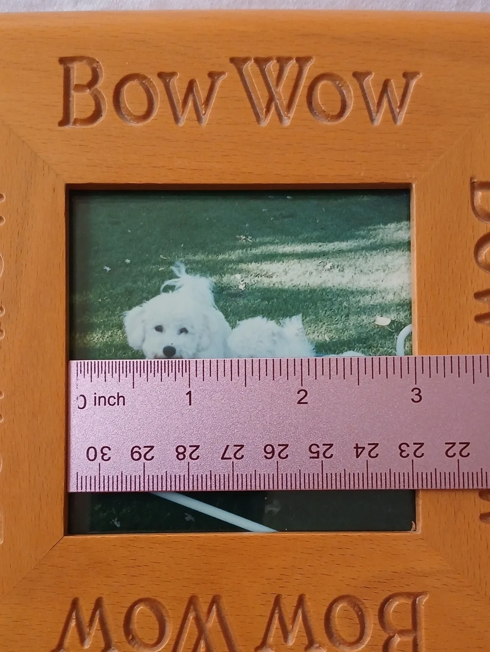 Bow Wow Picture Frame Square 6.5” Solid Wood Dog Pet Best Friend